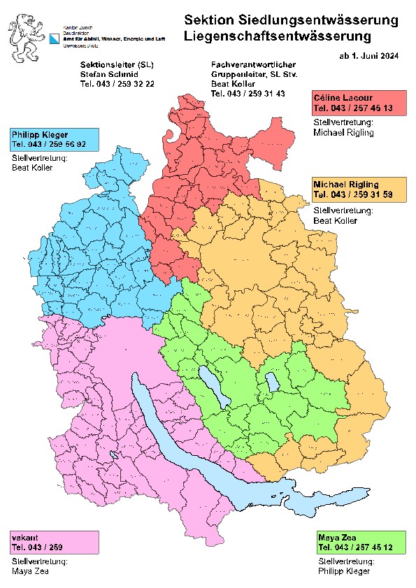 Gebietseinteilung Liegenschaftsentwässerung